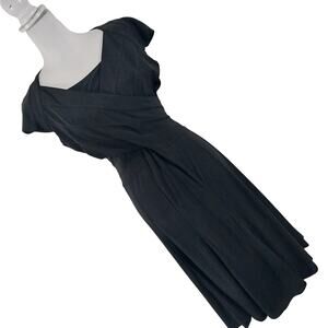 JONES WEAR DRESS! BLACK DRAPEY, FLOWING STRETCH KNIT CRISS-CROSS DRESS! SZ 12